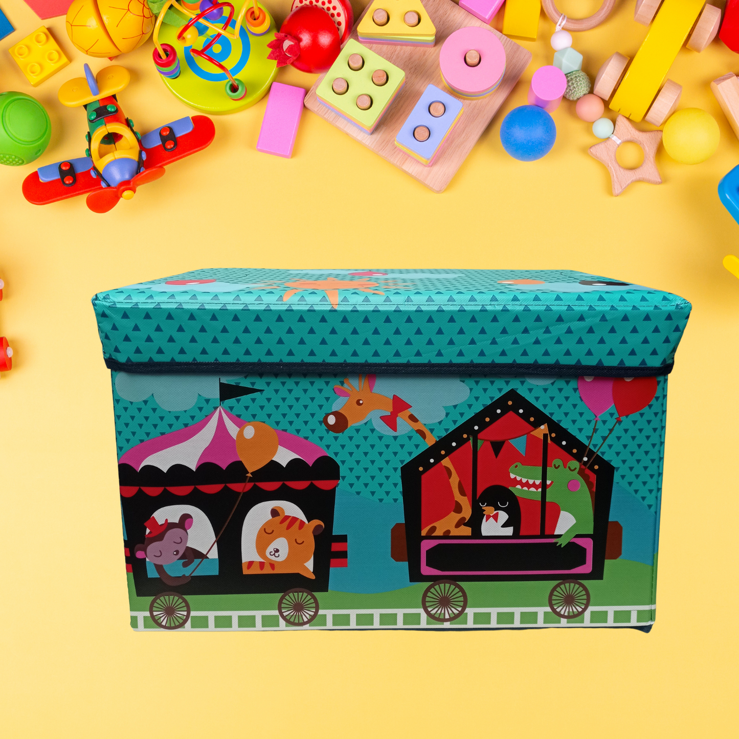 Caja de Juguetes Plegable y Puff para Niños