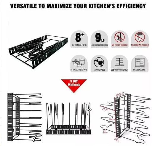 Organizador de Sartenes y Tapas de Ollas de 8 Niveles