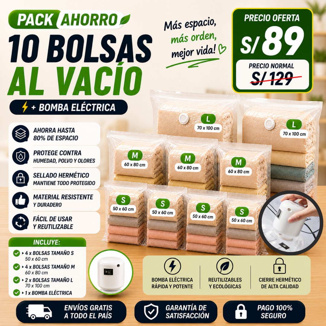 Pack de Bolsas al Vacío + Bomba Eléctrica