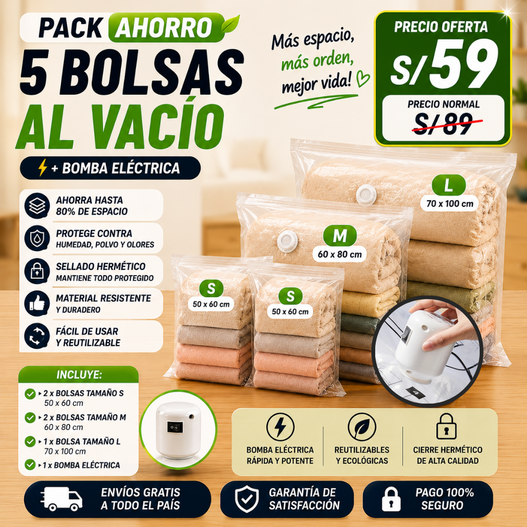 Pack de Bolsas al Vacío + Bomba Eléctrica