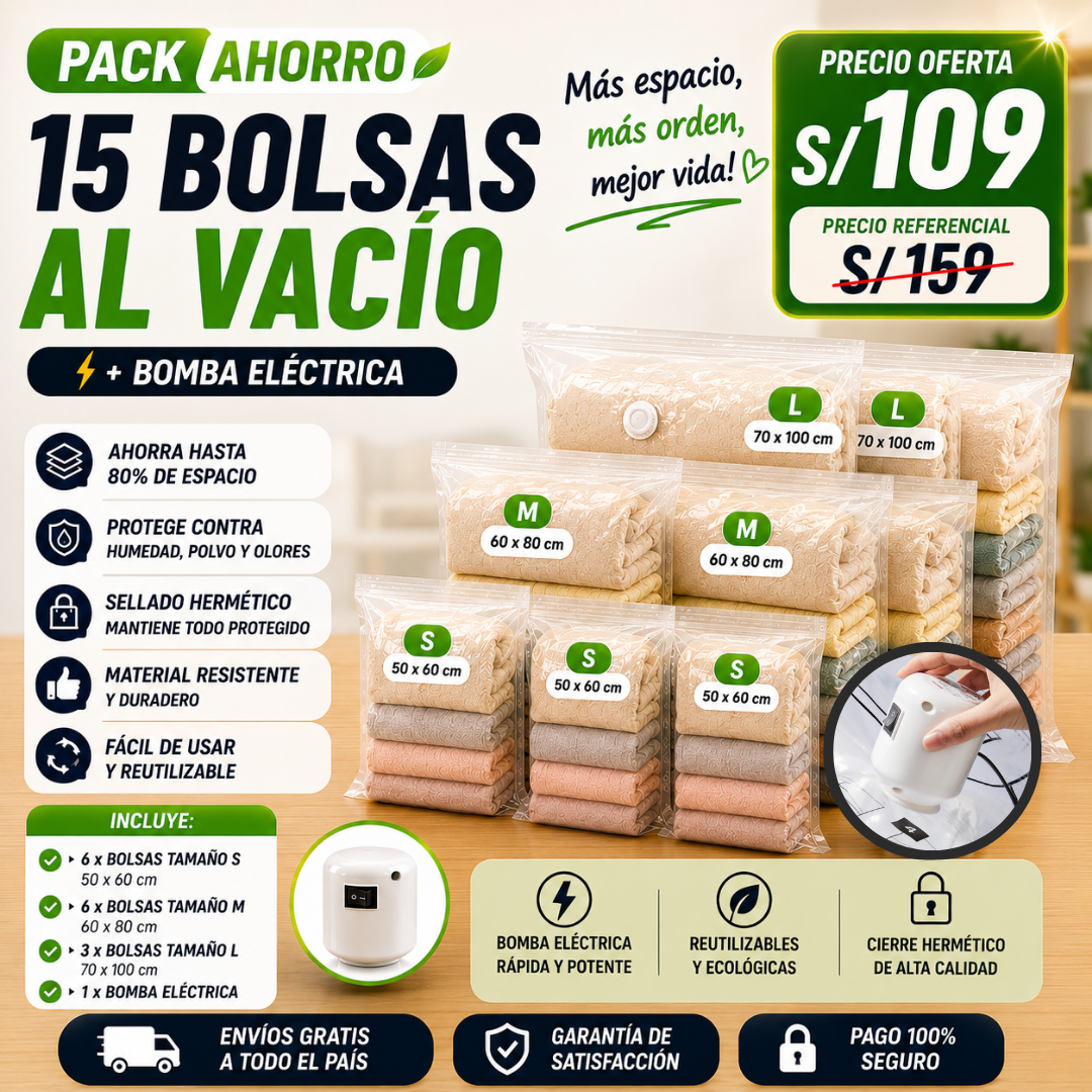 Pack de Bolsas al Vacío + Bomba Eléctrica